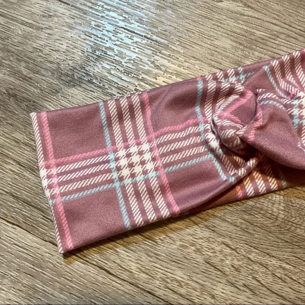 Plaid Wide Twisted Headbands Handmade NEW